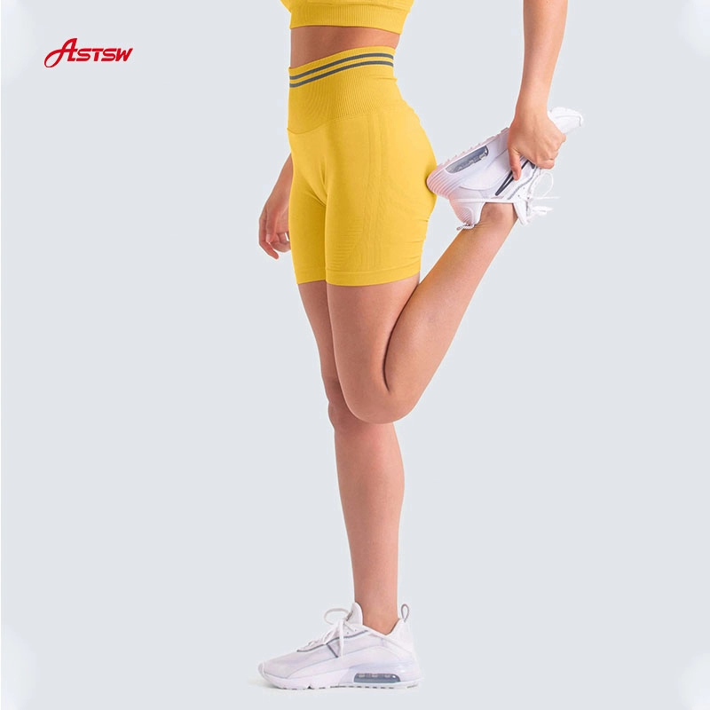 Pantalones cortos de yoga sexy para mujeres corriendo amarillo
