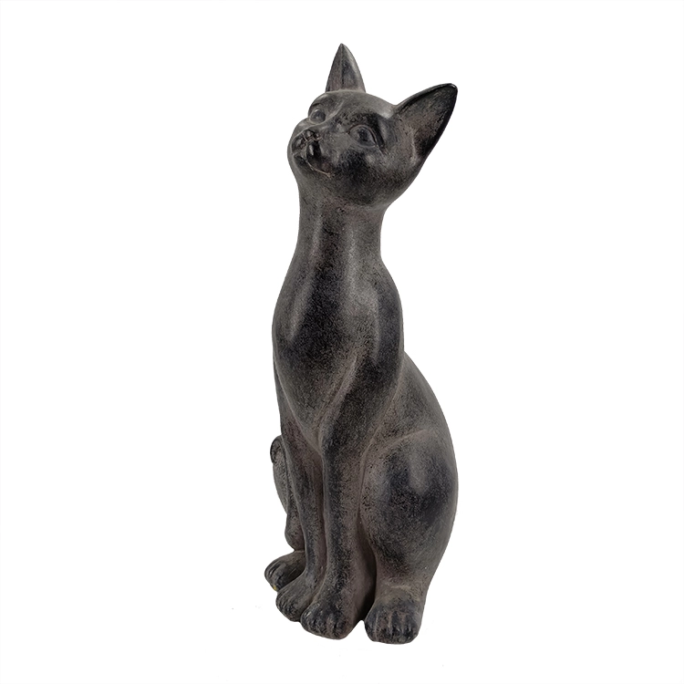 Estatua de animal de estatuilla de gato negro de pie de gatito de resina