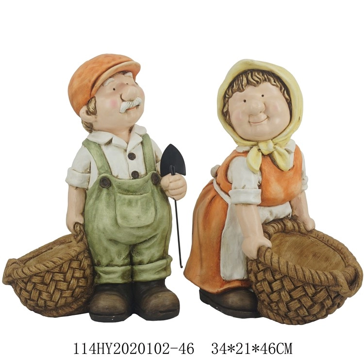 Figuras de pareja de ancianos macetas para suculentas