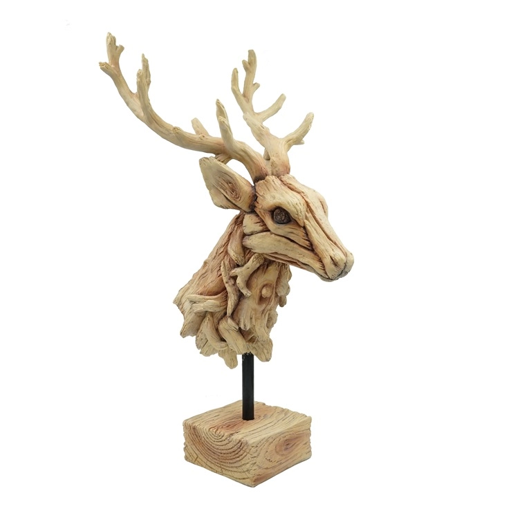 Estatua de cabeza de ciervo de resina de Driftwood Finishing