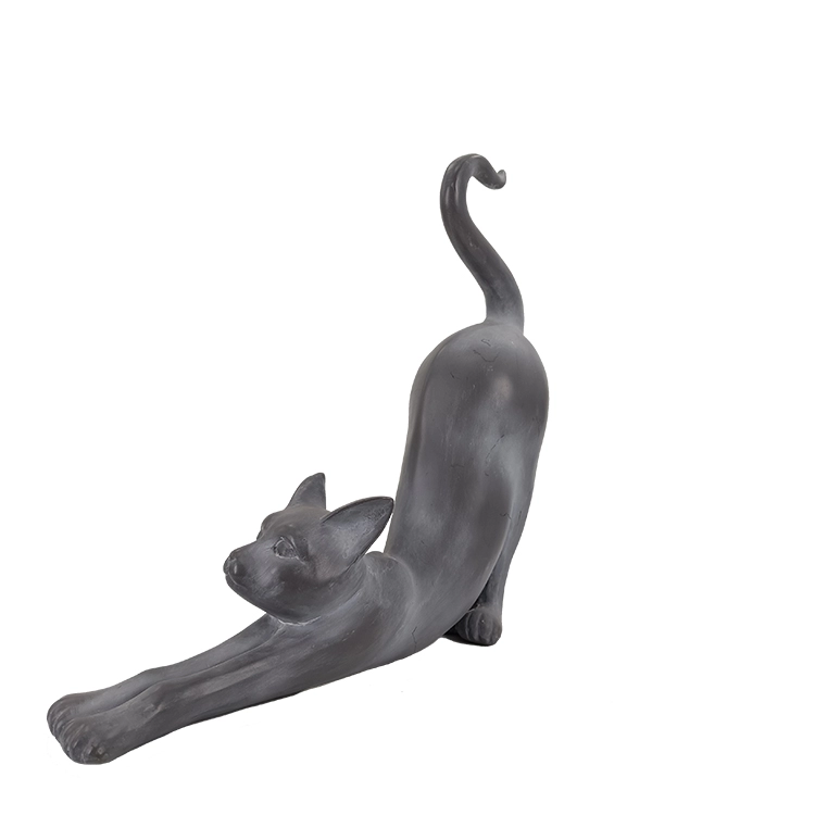 Estatua de gato de estiramiento de adorno animal de resina moderna