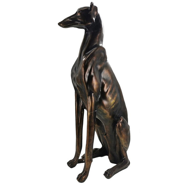 Perro de caza de resina en color bronce.