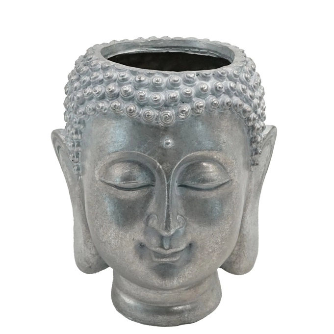 Maceta de estatua de cabeza de Buda de resina para decoración de hogar y jardín