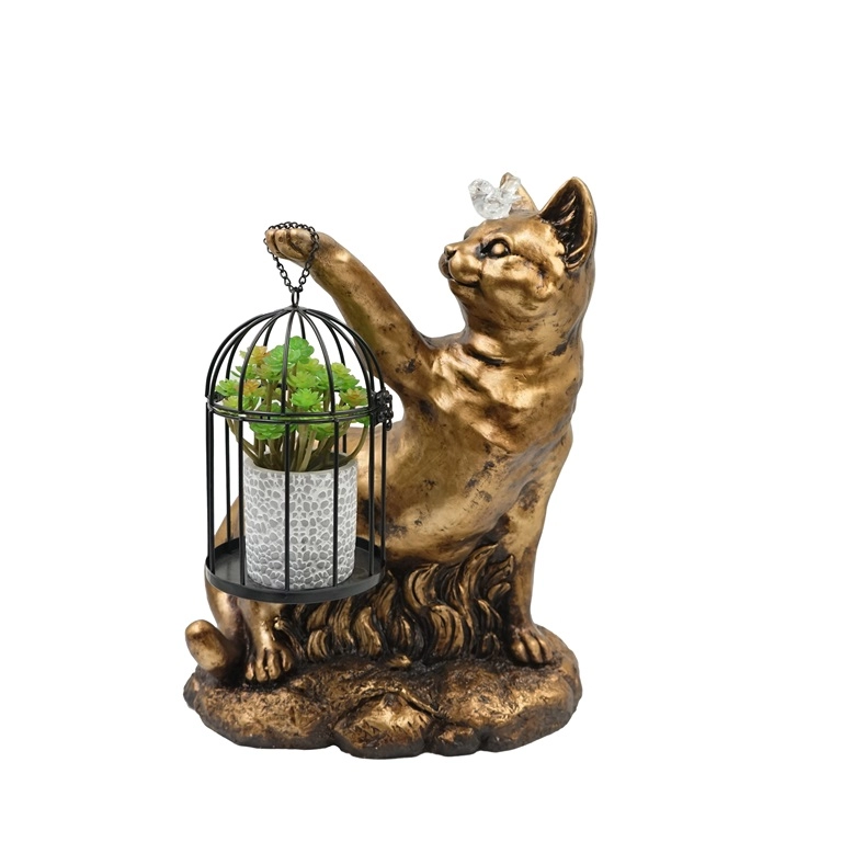 MGO Figura de gato jugando con luz solar y jaula