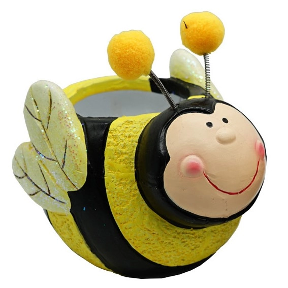 Maceta Whimsical Bumblebee de resina Spring Vibe