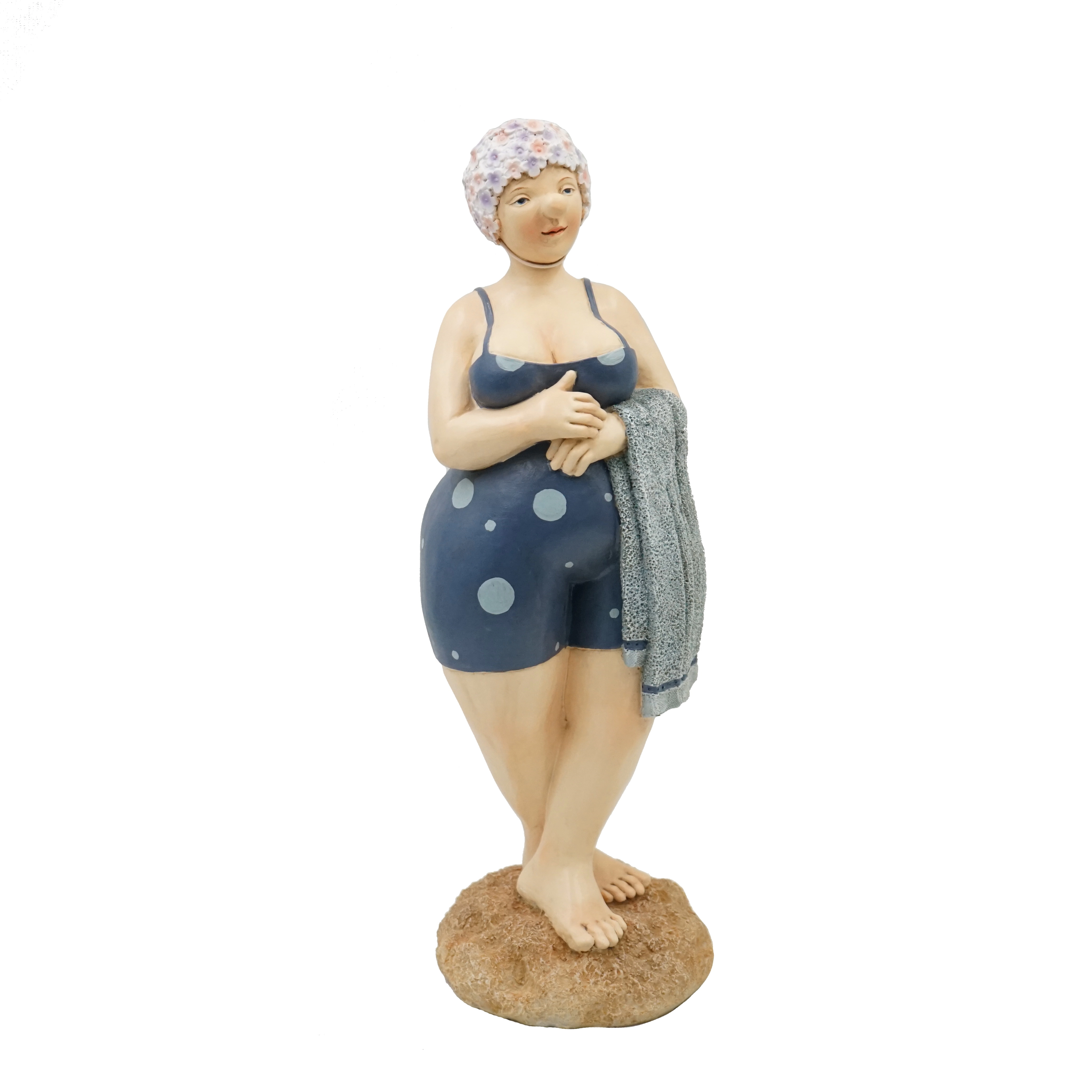 Estatuilla de jardín divertida de resina Estatua de dama en traje de baño
