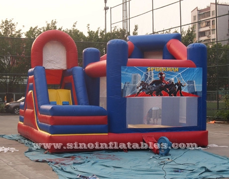 Castillo de salto inflable de spiderman para niños de 6x5 m con tobogán a precio de venta de Sino Inflatables