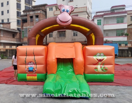 Castillo hinchable inflable con mono de la jungla para niños al aire libre con techo tobogán de Sino Inflatables