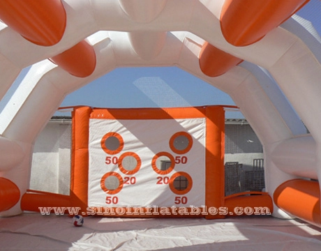 Carpa de portería de fútbol inflable naranja al aire libre para eventos de fútbol