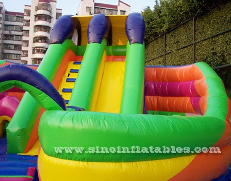 Tobogán inflable millennium kids 6x6m con obstáculos Y túnel para fiestas al aire libre