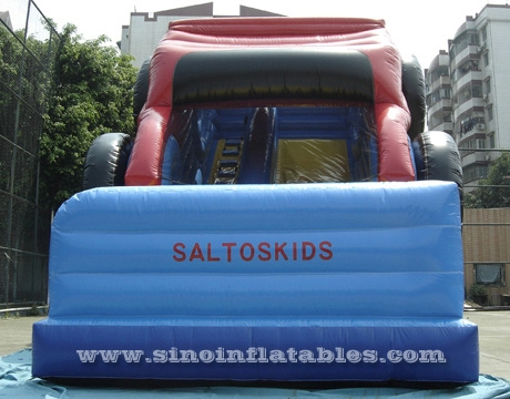 Tobogán inflable para niños con ruedas grandes de 21 'de altura con impresión completa para entretenimiento en el patio trasero