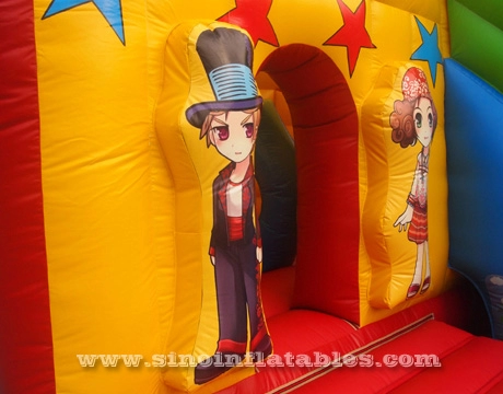 Castillo de salto inflable comercial safari park con tobogán para niños que se peina con soplador certificado
