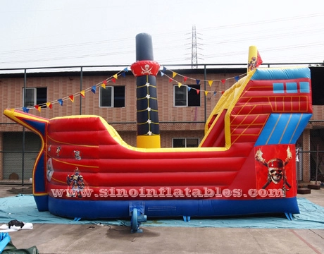 Tobogán de barco pirata inflable comercial para niños de 8x4 m hecho de lona de pvc sin plomo