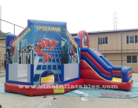 Castillo de salto inflable de spiderman para niños de 6x5 m con tobogán a precio de venta de Sino Inflatables