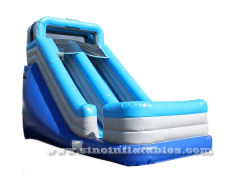 Tobogán inflable de carril alto azul claro de 18 pies para niños