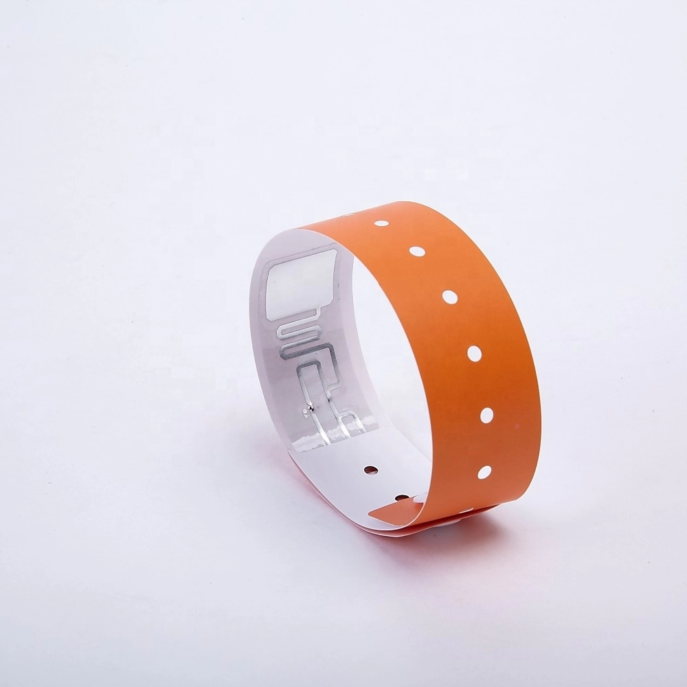 Pulsera RFID desechable con impresión de tela de papel uhf H3 nfc PP para identificación médica