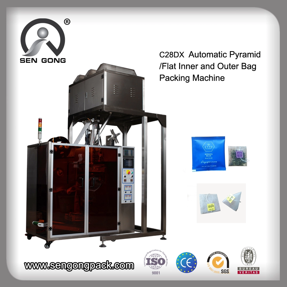 C28DX Máquina automática de sellado de bolsas de té planas/pirámides de PLA