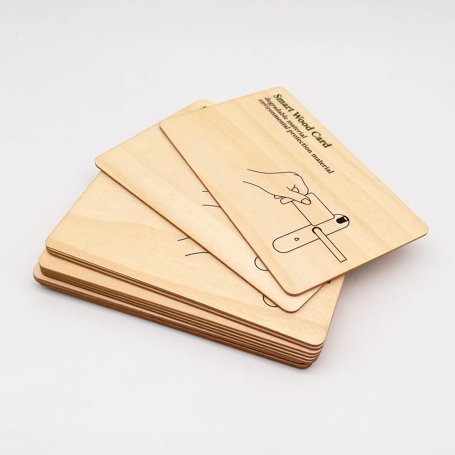 Tarjetas de visita de madera de bambú programables RFID ISO14443A Tarjeta de madera inteligente NTAG 213 NFC