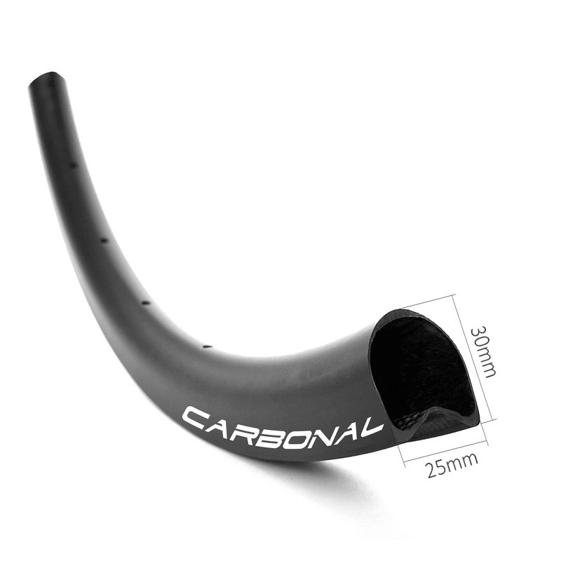 Tubular para bicicleta de gravel, llanta de carbono de 30 mm de profundidad y 25 mm de ancho
