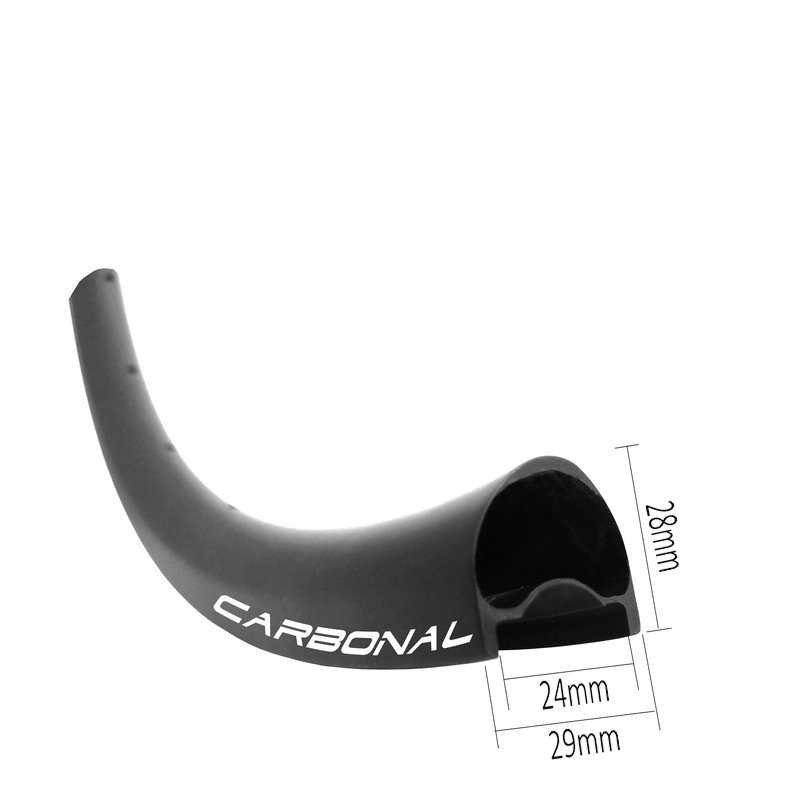Llanta de carbono asimétrica 29er sin gancho, 29 mm de ancho y 28 mm de profundidad para bicicleta de grava