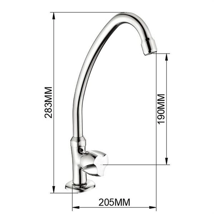 Grifo de agua fría para cocina cromado con montaje en cubierta