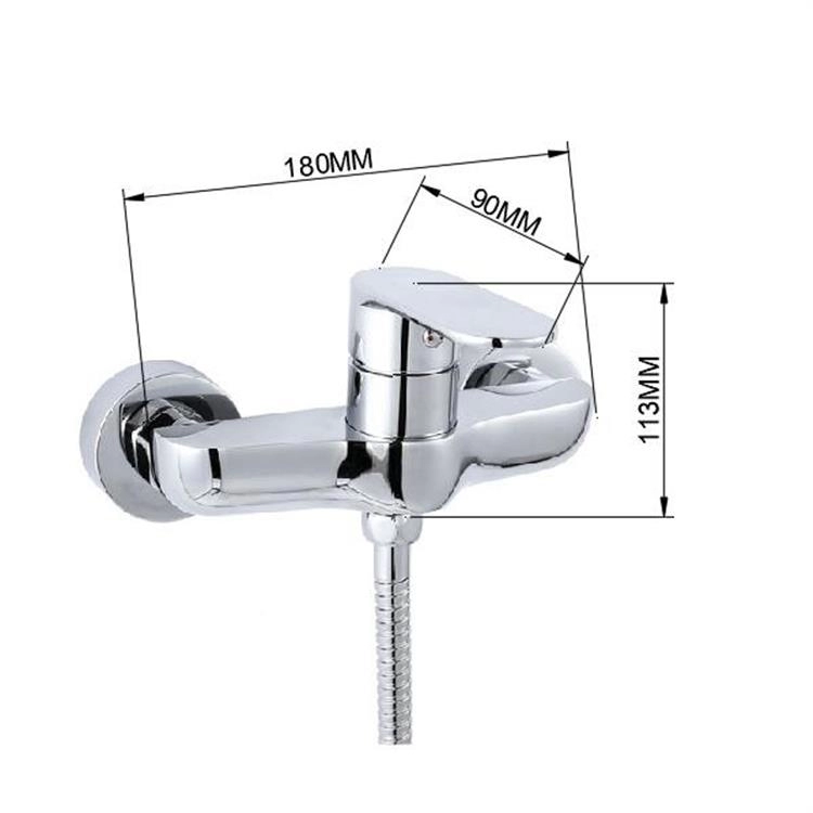 Grifo de ducha cromado para montaje en pared de baño