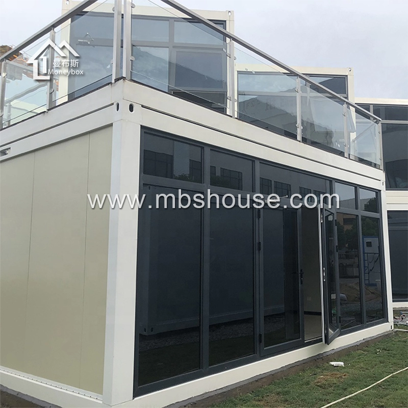 Casa contenedor modular de 20 pies con pared de vidrio para oficina