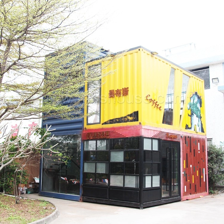 Diseño de casa contenedor de envío, contenedor prefabricado de lujo, tienda, cafetería, casa viva