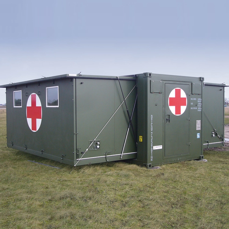 Contenedor expandible de hospital médico prefabricado para campo de batalla