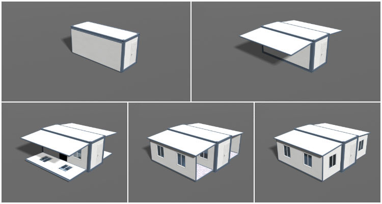 Casa contenedor expandible prefabricada moderna de tres dormitorios