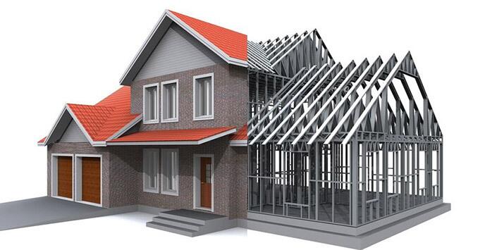 Casa prefabricada moderna con estructura de acero ligero