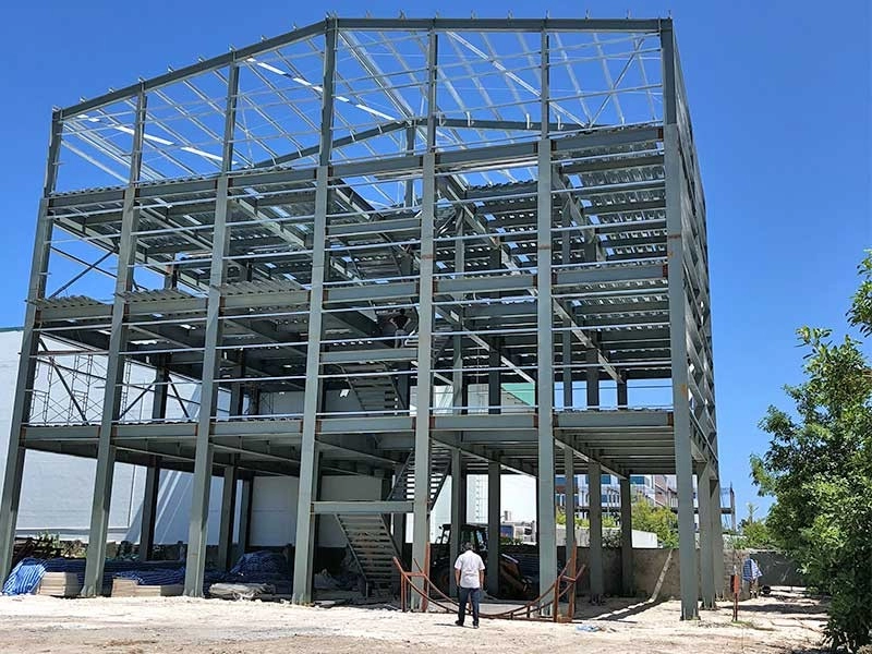 Edificio de almacén de varios pisos estructural de acero prefabricado industrial