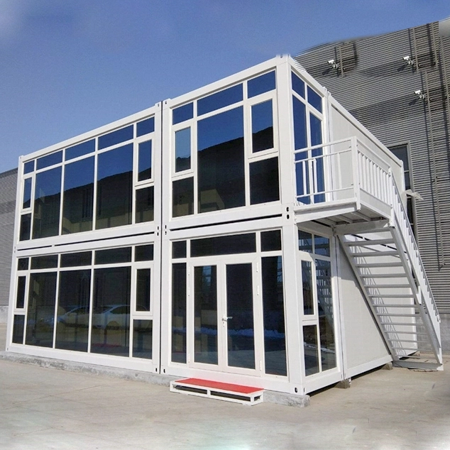 Oficina de contenedores Oficinas de contenedores de acero modulares de paquete plano de 2 pisos a la venta