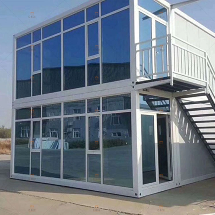 Casa de oficina prefabricada de contenedores planos de acero modular