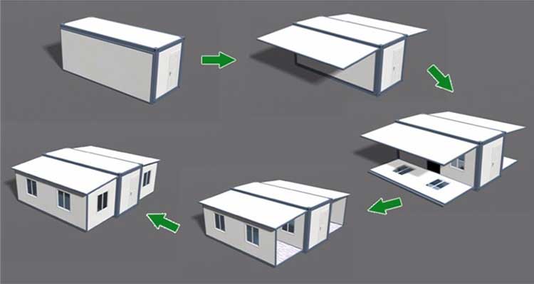 Casa contenedor plegable para casa móvil ampliable y fácil de montar