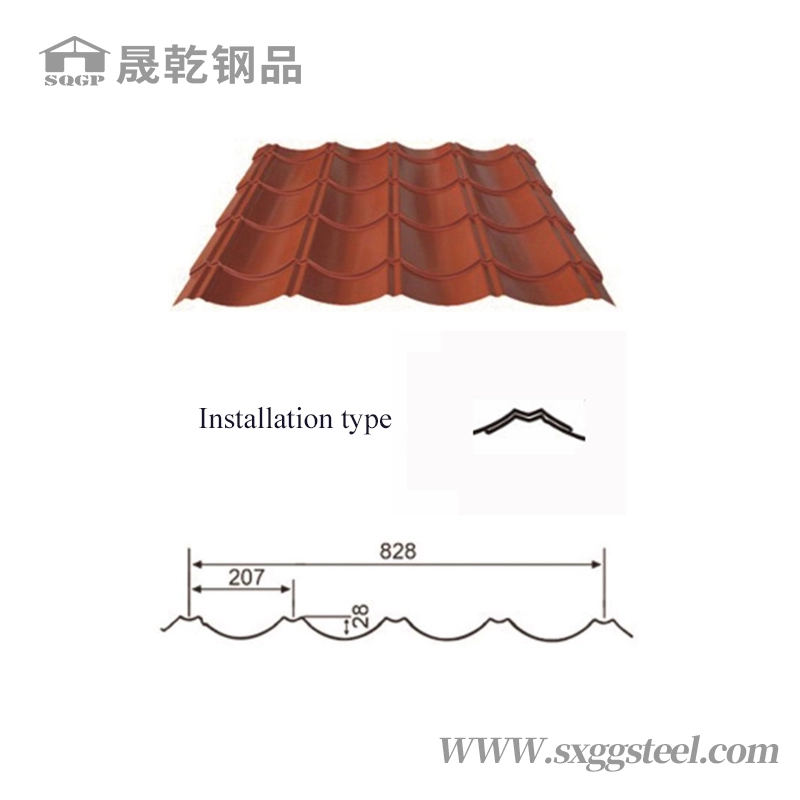 Hoja de acero para techos galvanizada corrugada recubierta de color