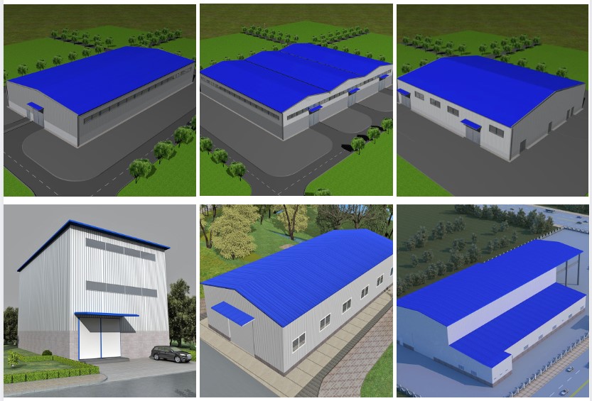 Almacén de material de estructura de acero de construcción prefabricada moderna