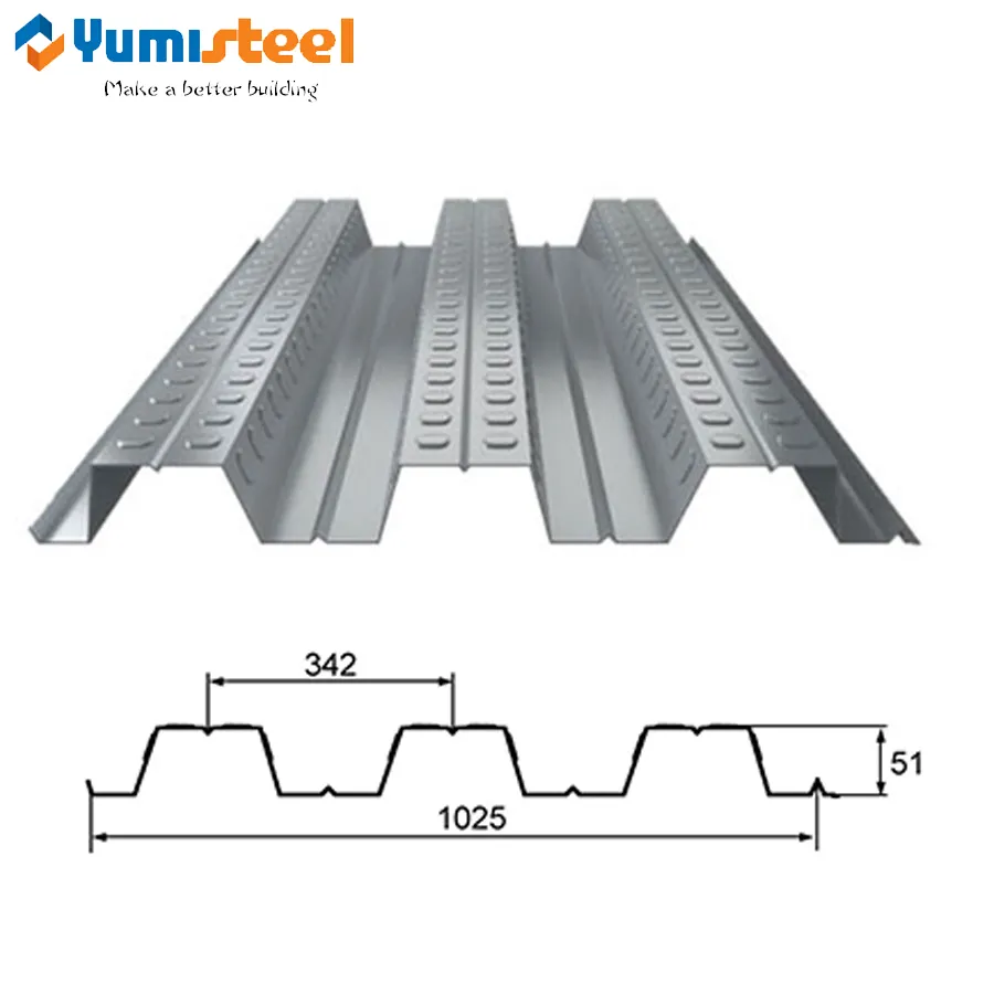 Hoja de acero de cubierta de piso corrugado con revestimiento de zinc de 0,8 mm
