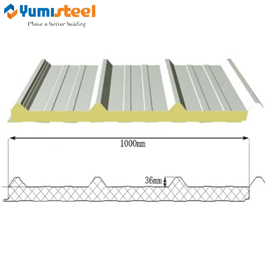 Panel de techo sándwich PUR/PIR de alta densidad de 50 mm