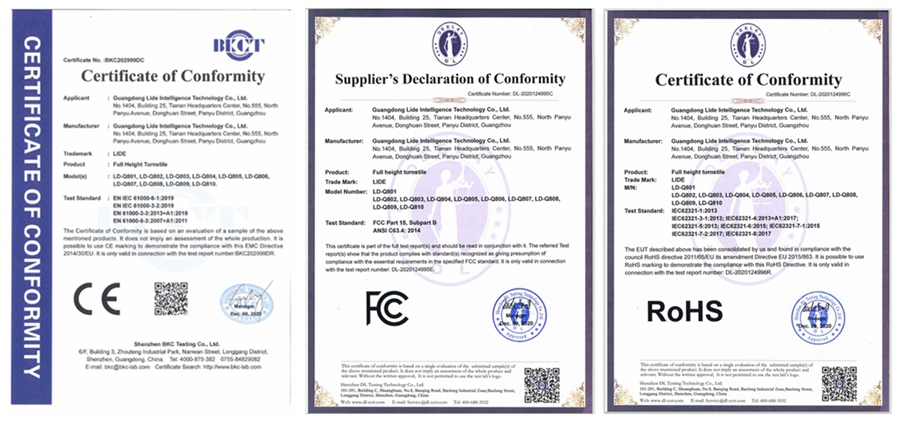 Certificación CE del torniquete de puerta de altura completa