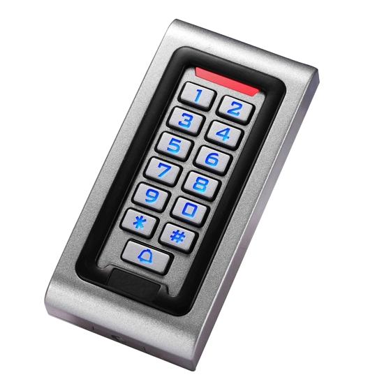 Lector de control de acceso táctil RFID con teclado impermeable para exteriores de metal