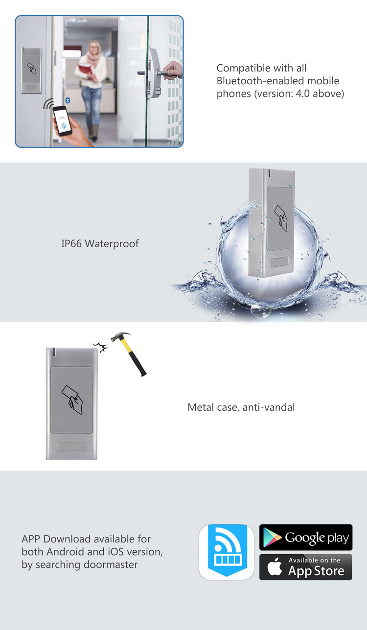 Controlador de acceso de puerta única Bluetooth