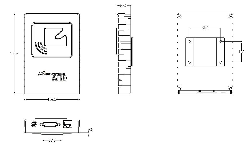 Lector integrado UHF RFID de corto alcance