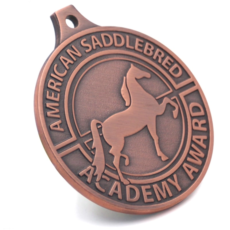 Medalla personalizada de caballo de cobre mate personalizada