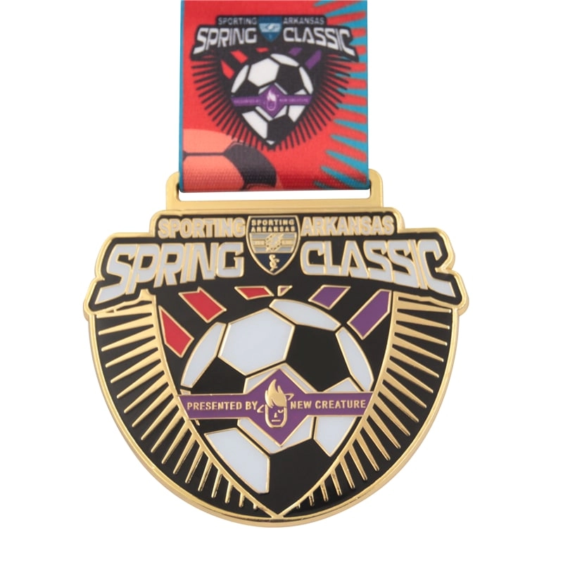 Medalla de fútbol clásica de primavera epoxi personalizada del proveedor