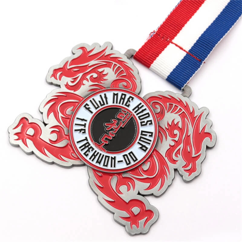 Medalla de taekwondo con logotipo de metal, fábrica personalizada