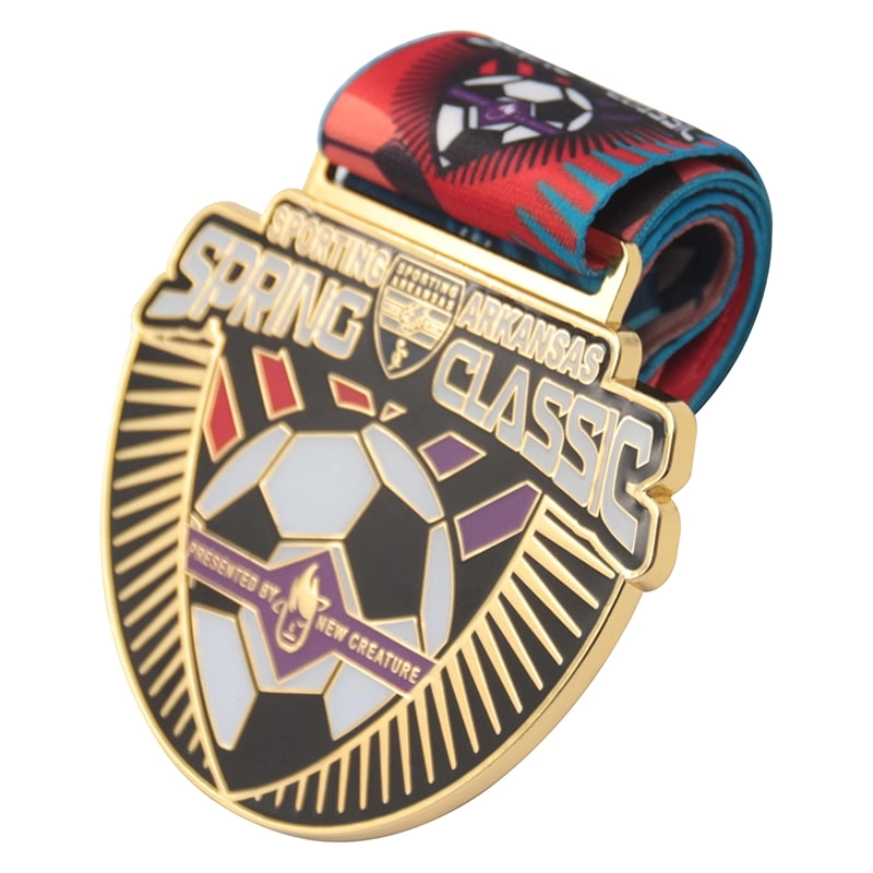 Medalla de fútbol clásica de primavera epoxi personalizada del proveedor