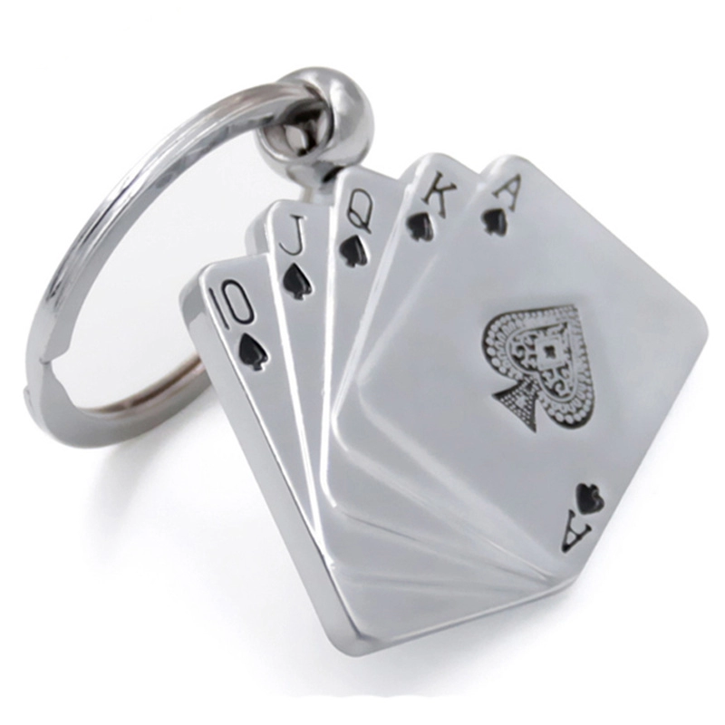 Proveedor personalizado de llavero de metal de póquer 3d