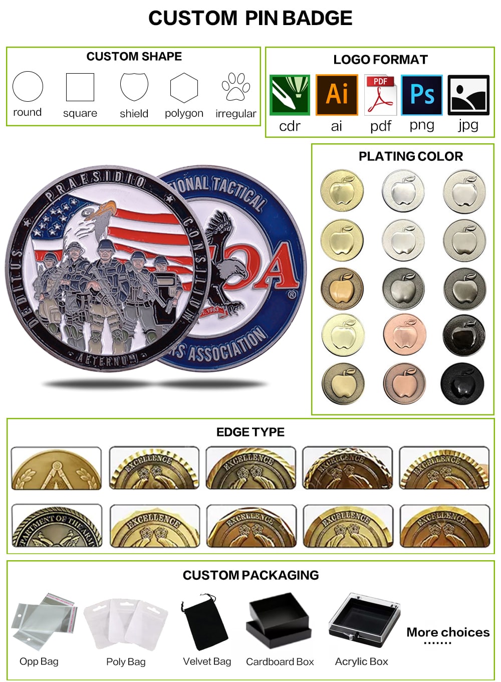 Moneda conmemorativa con borde de línea oblicua