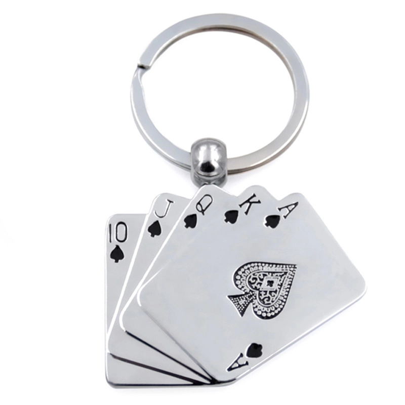 Proveedor personalizado de llavero de metal de póquer 3d